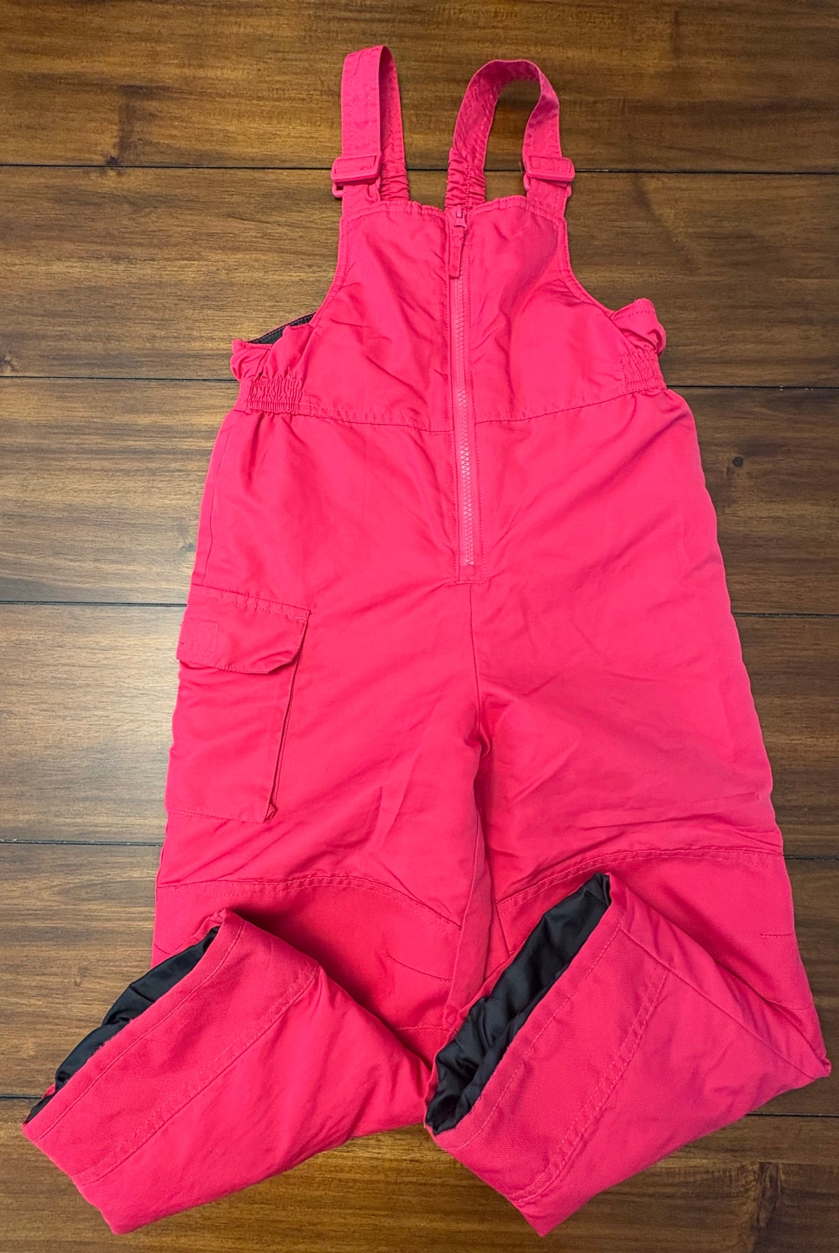 #197 Cherokee Girls	Size 4-5 (XS) Hot Pink Overall Snow Bibs	Winter Gear