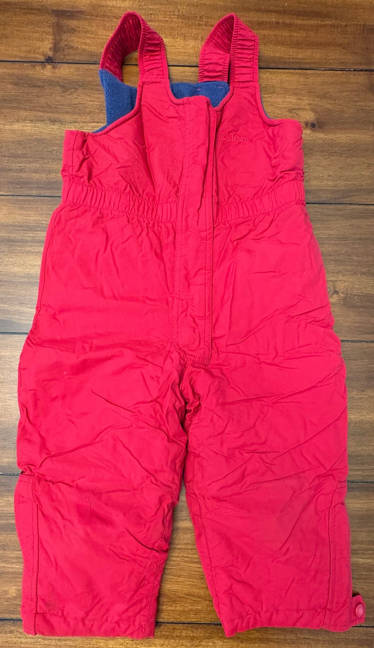 #197 LL Bean Boys Size 3T Red Overall Snow Bibs