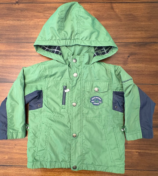 #197 London Fog Boys Size 5 Green Fleece Lined Hooded Jacket