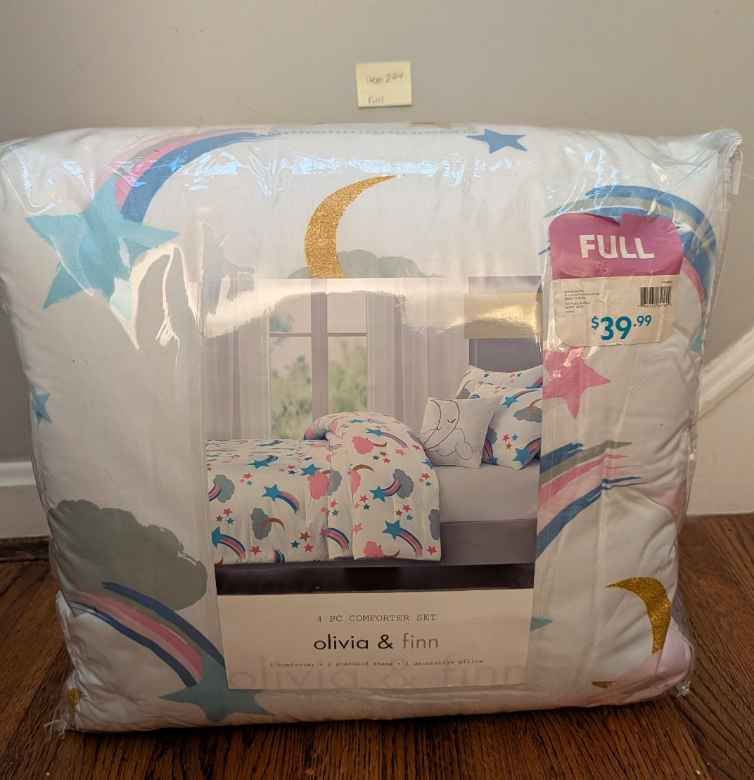 Seller 97, Full Size Rainbow Cloud Bedding NWT (item 244)