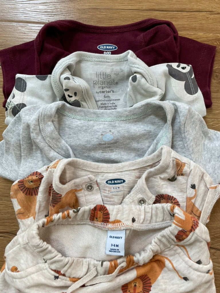 #6 - Boys Old Navy Bodysuits/Onesies - Baking, Pandas, Grey, Lions, 3-6 months