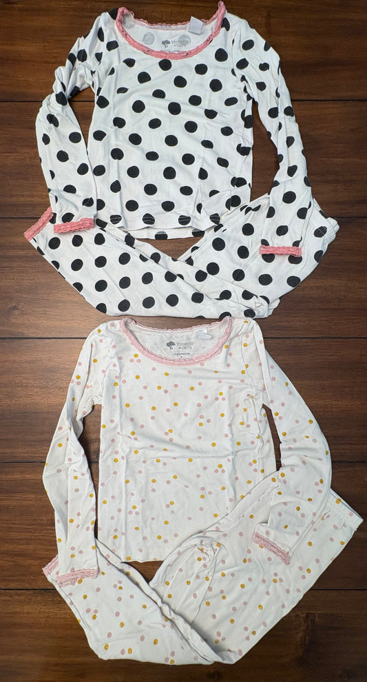 #197 Tucker & Tate Girls Size 4 White with Polka Dot 2 Piece Pajama Bundle