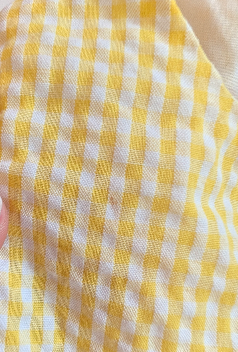 Seller 97, Rare Edition Yellow Seersucker Dress w/Bow, baby girl size 3-6mo (item 253)