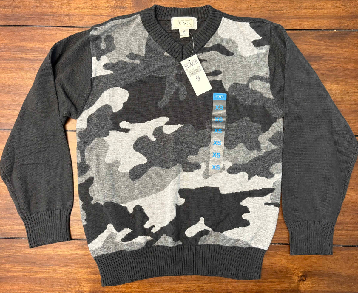 #197 Children's Place Boys Size 4 (XS) Gray V-Neck Sweater NWT