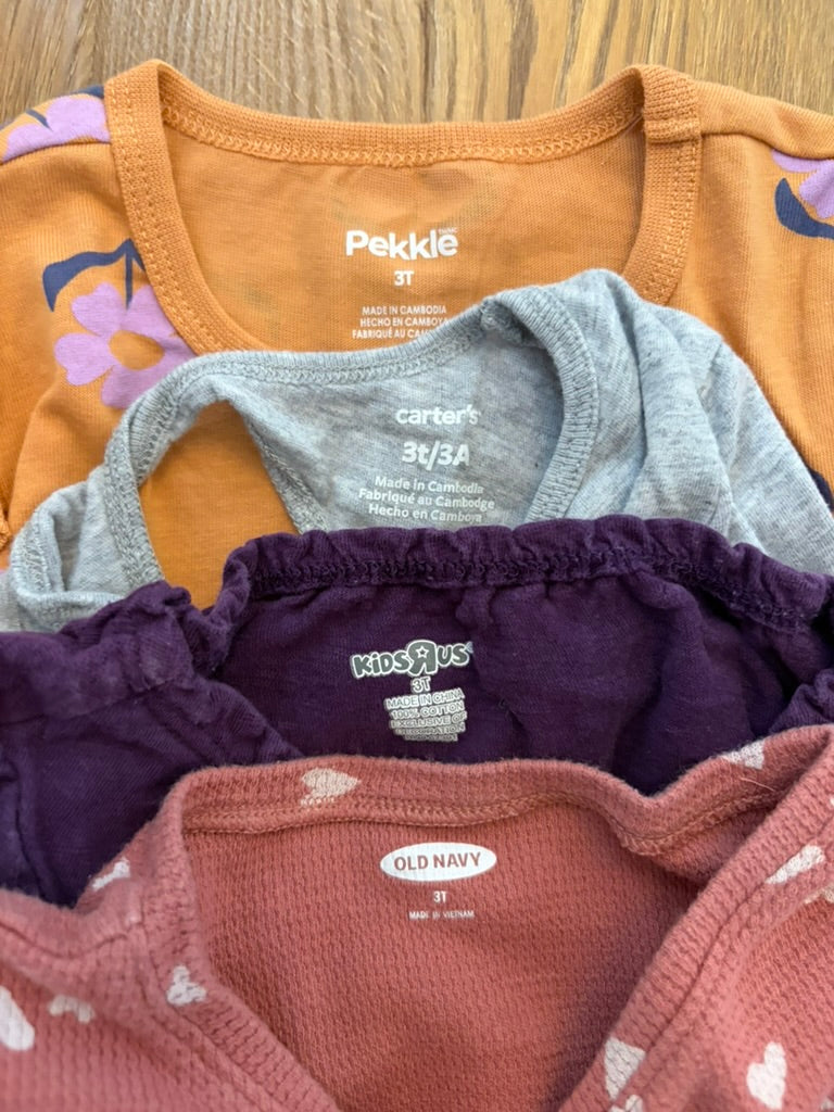 #6 - Assorted Brands Girls Long Sleeved Shirts (bundle of 4) - 3T