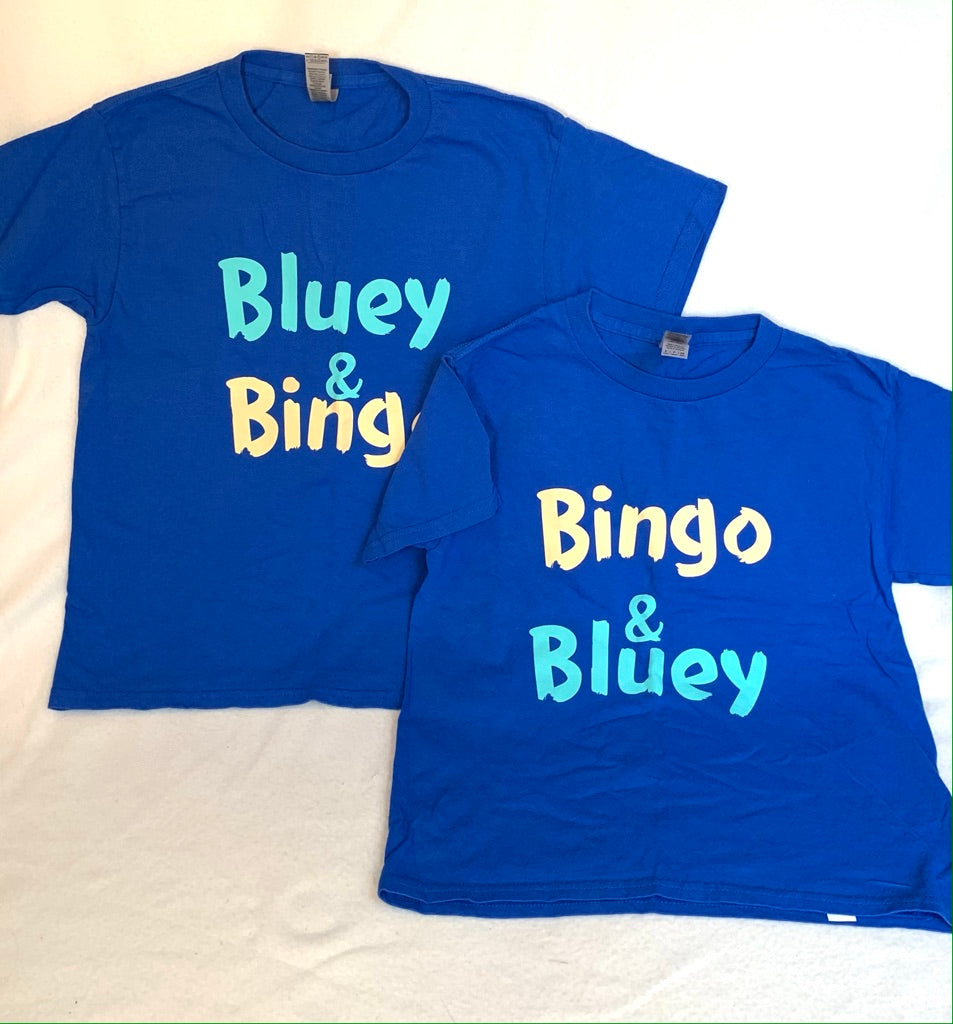 Seller #151 - REDUCED - Set of 2 Size S Bluey and Bingo T-shirts