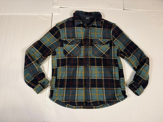 #141 Boys Large 10/12 Navy Plaid Member's mark Sherpa Lined Fleece jacket