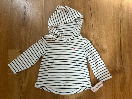 #6 - Carters Girls Striped Hoodie with Red Heart - 12 months (NWT)