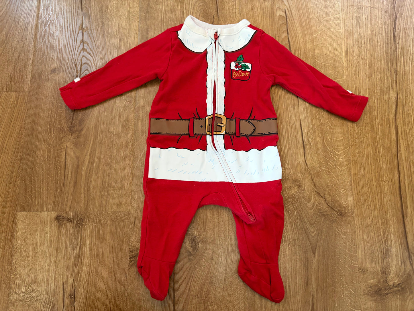#6 - Old Navy Christmas Santa Onesie/PJs - 0-3 months