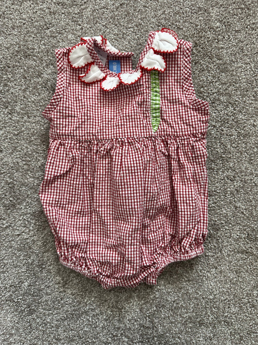 Monday's Child | short romper | girls | red | 0-3 months | PPU Anderson