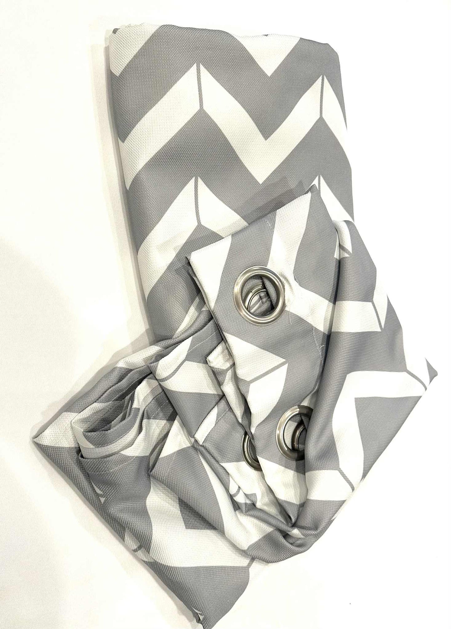 70- 84 inch grey and white chevron curtains