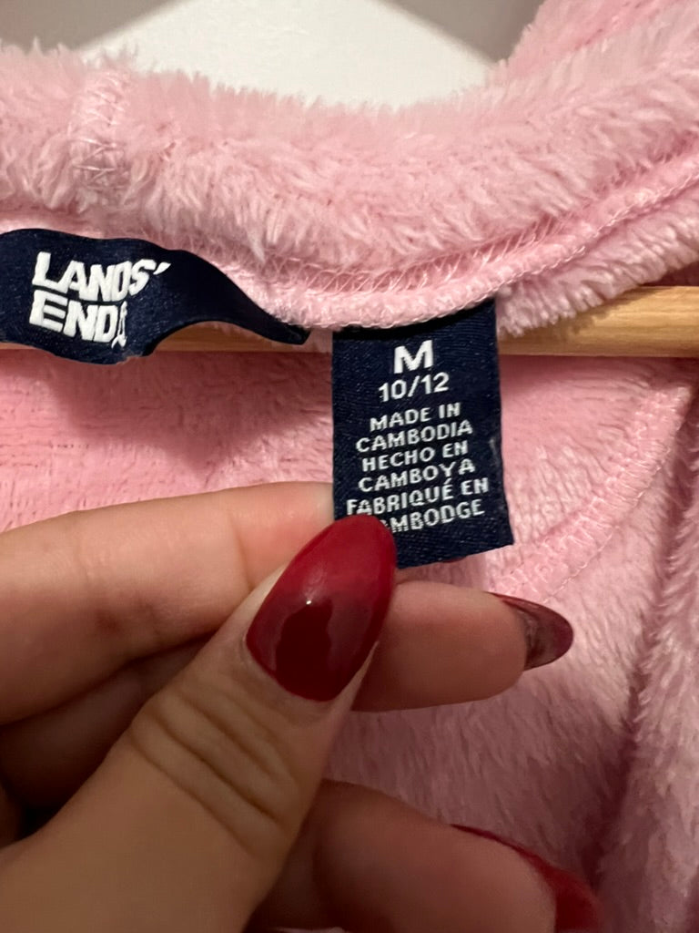 Seller #76 - Lands End Kids Plush Robe Hooded Size Medium (10-12) Pink Bedtime