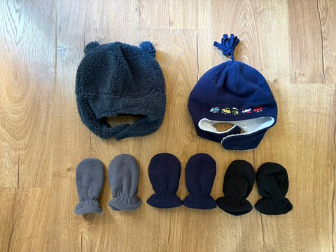 #6 - Boys Navy Winter Hats and Mittens -  12 months