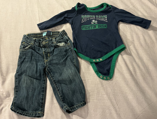 #211 6-12m ND Onesie Outfit