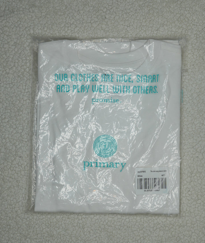 #31 Girls' Primary Long Sleeve White T, NIP, Size 6/7