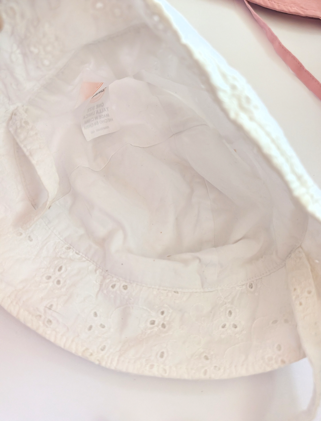 Seller 97, No Boundaries White Eyelit Hat & Pink Sun Hat, baby, size 6mo (item 257)