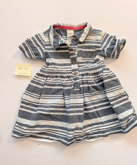 Seller 97, Carters Grey Blue Striped Dress, baby size 6mo (item 261)