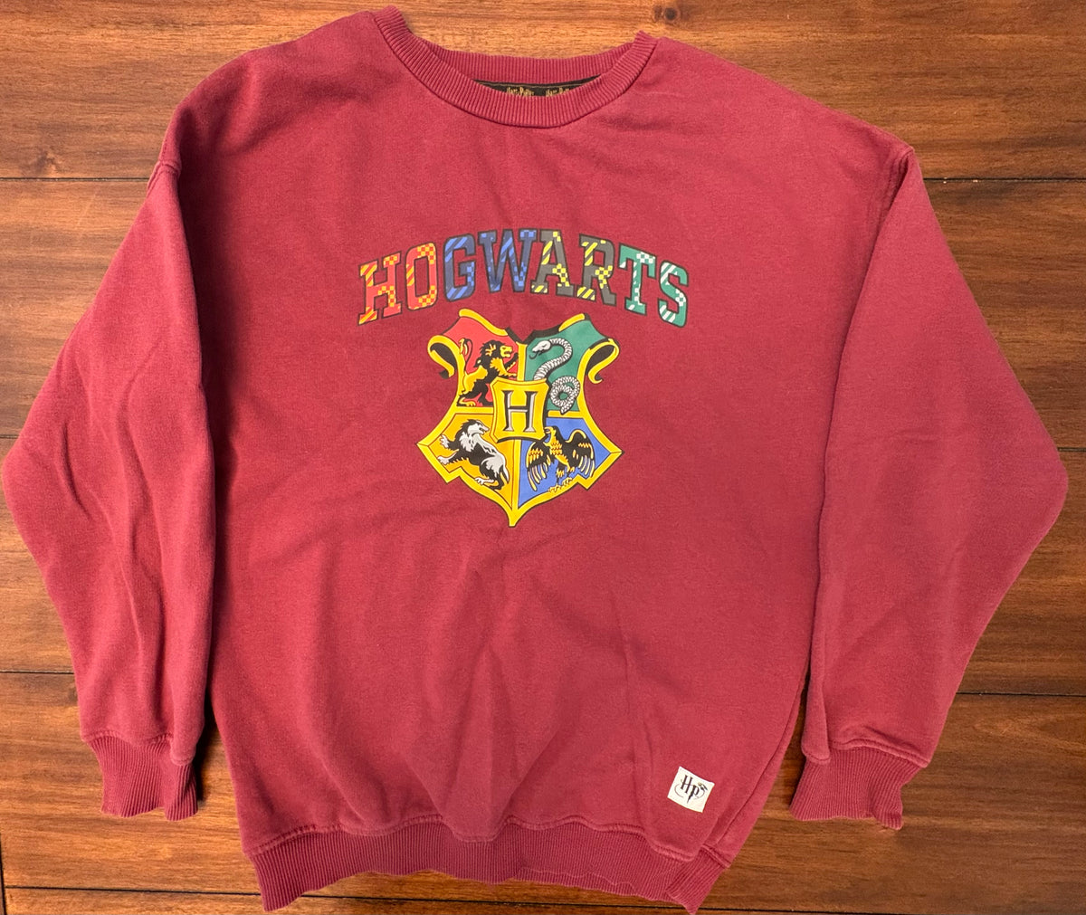 #197 H&M Boys Size 12-14	Maroon	Harry Potter Hogwarts Graphic Crew Sweatshirt