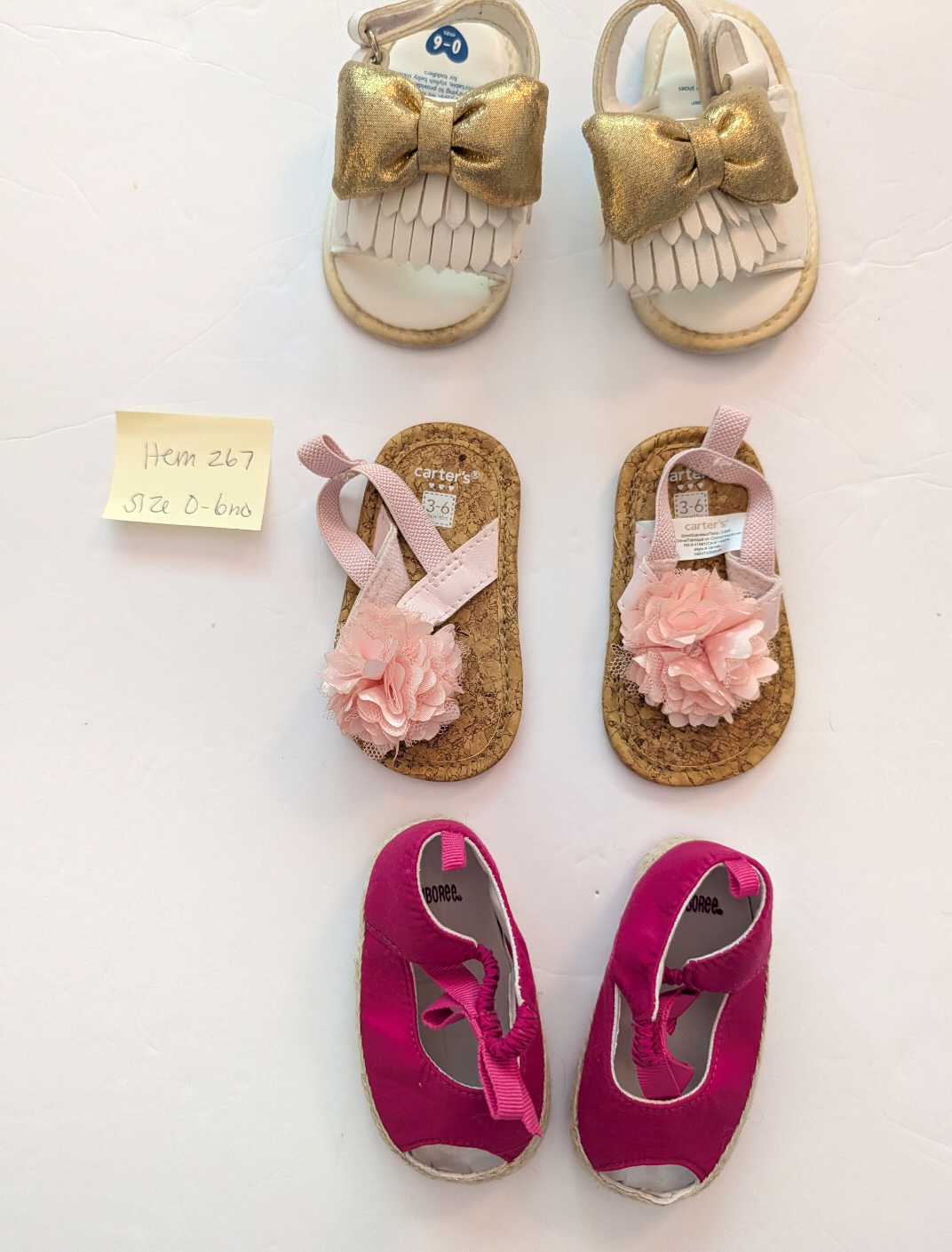 Seller 97, Old Navy Baby Girl Bow Sandals Bundle, baby size 0-6mo (item 267)