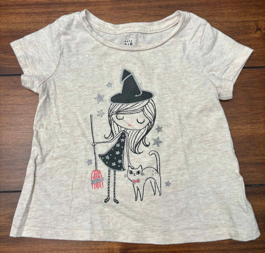 #197 Gap Girls Size 3 Cream Glitter Witch T-shirt
