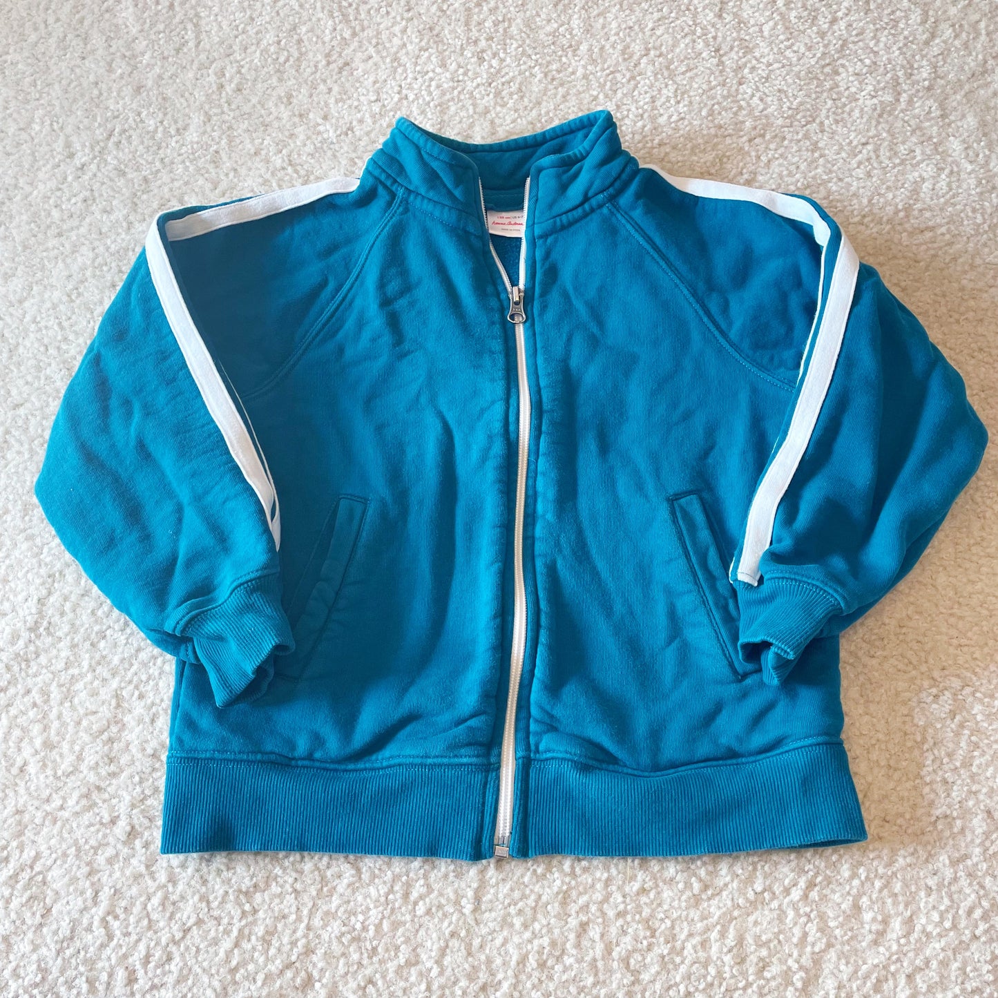 Boys Size 120 / 6-7 Hanna Andersson Teal Zip Up Track Jacket