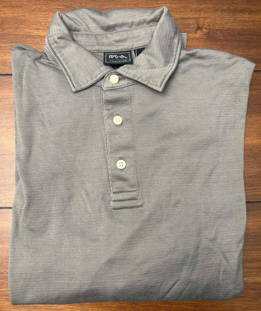 #197 Jos A Bank Men's	Size L Gray Long Sleeve Polo Shirt