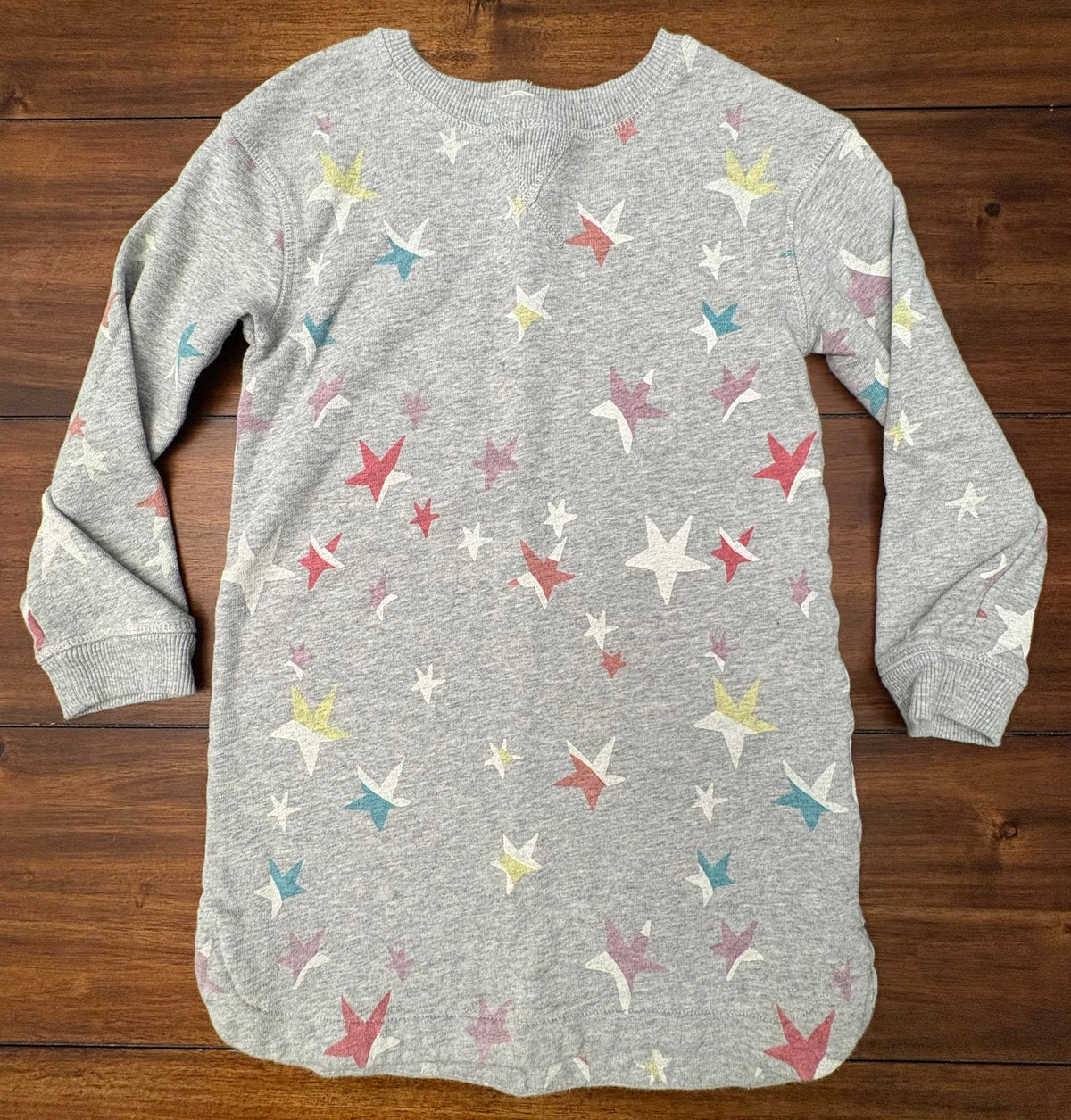 #197 Peek Girls Size 4-5 (XS) Gray Lillian Star Sweatshirt Dress