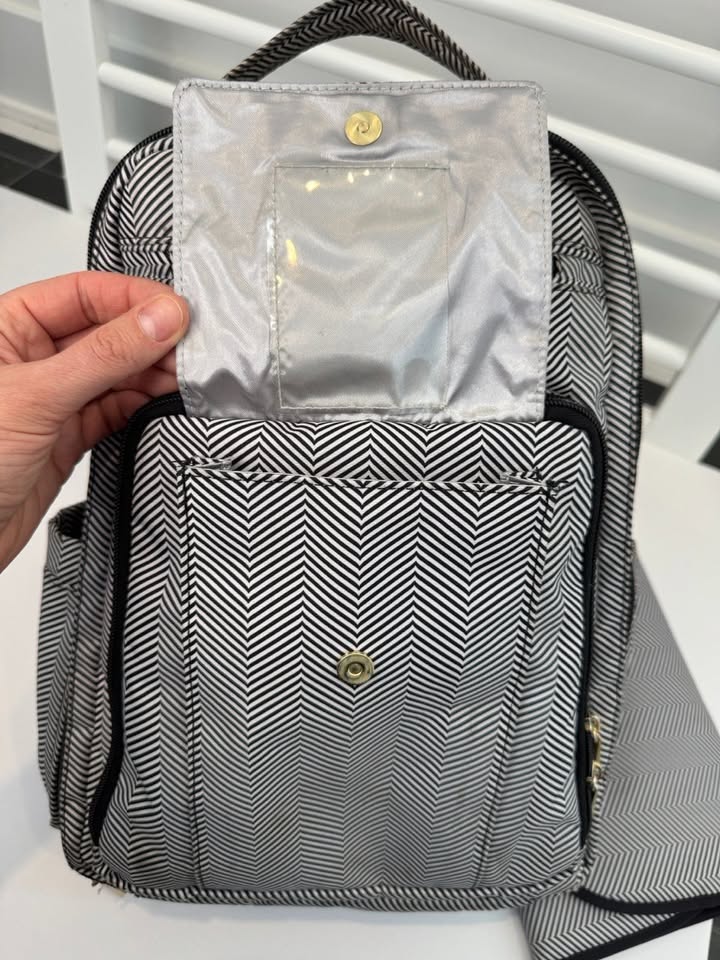 #82 JuJuBe Classic Diaper Bag, Black & White Chevron Pattern