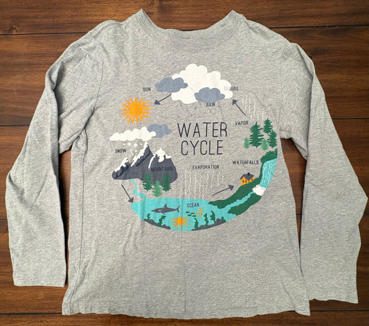 #197 Hanna Andersson Boys Size 12 Gray Water Cycle Printed Long Sleeve Top
