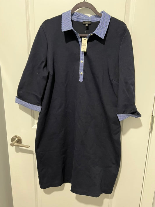 Seller #76 - Talbots Gingham Collar Preppy Polo Dress Size XL Petite Navy Gingham NWT $119