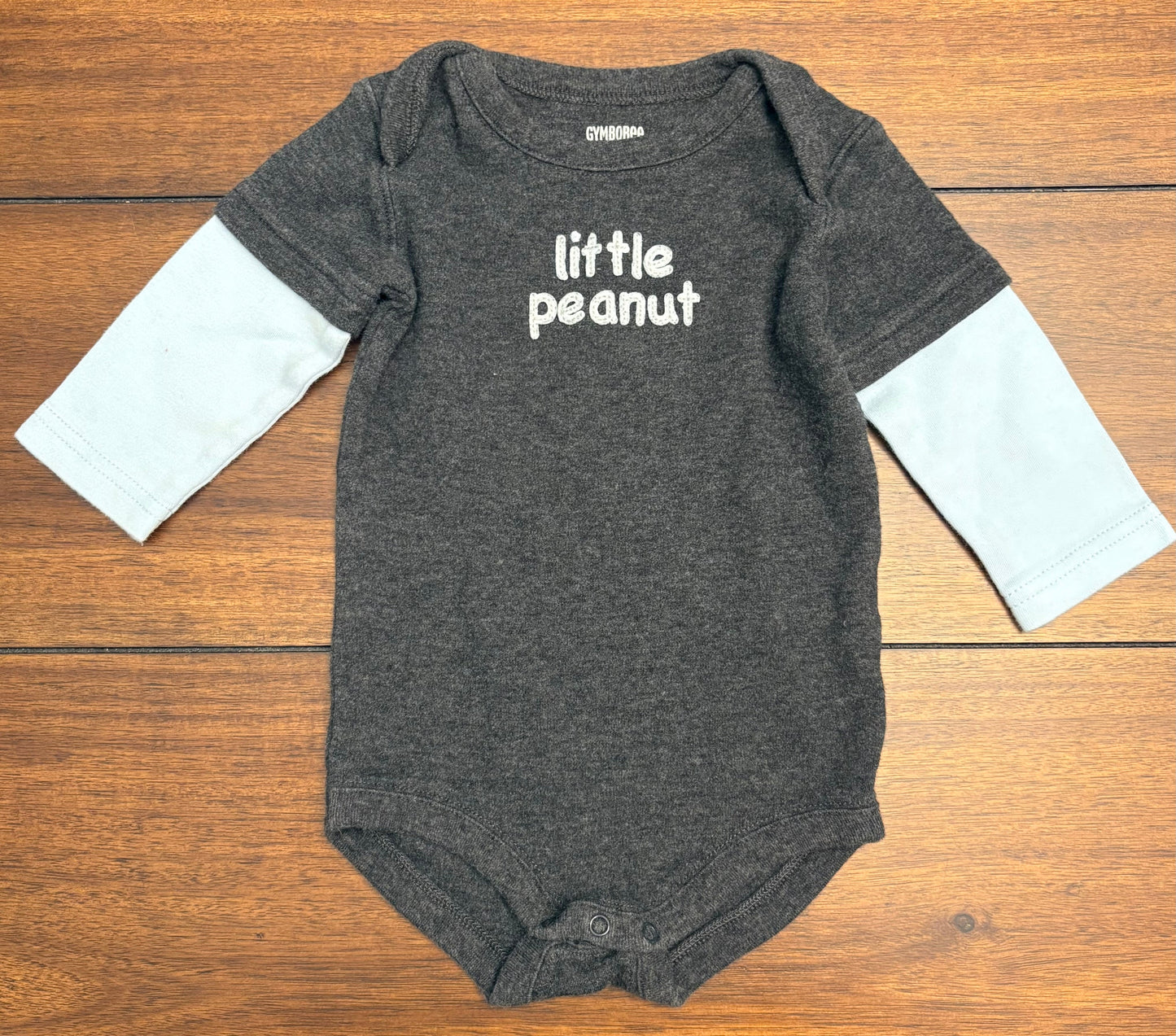 Seller #210 Gymboree Boys Size 3-6M Light Blue & Gray Elephant "Little Peanut" Outfit Set