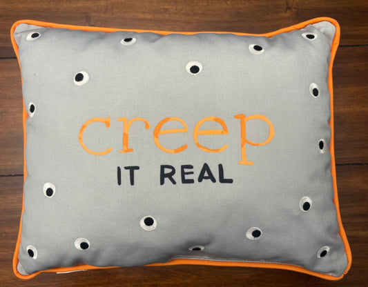 #197 Pottery Barn Gray & Orange Halloween Pillow