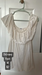Old Navy M off the shoulder cream ruffle top