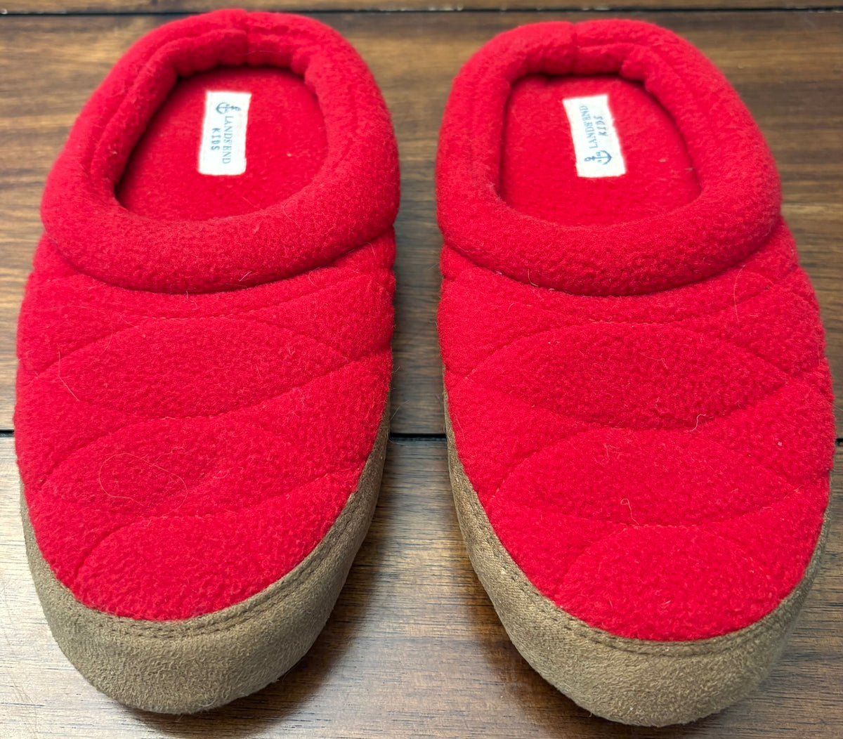 #197 Lands End Boys Size 12 Red Slippers
