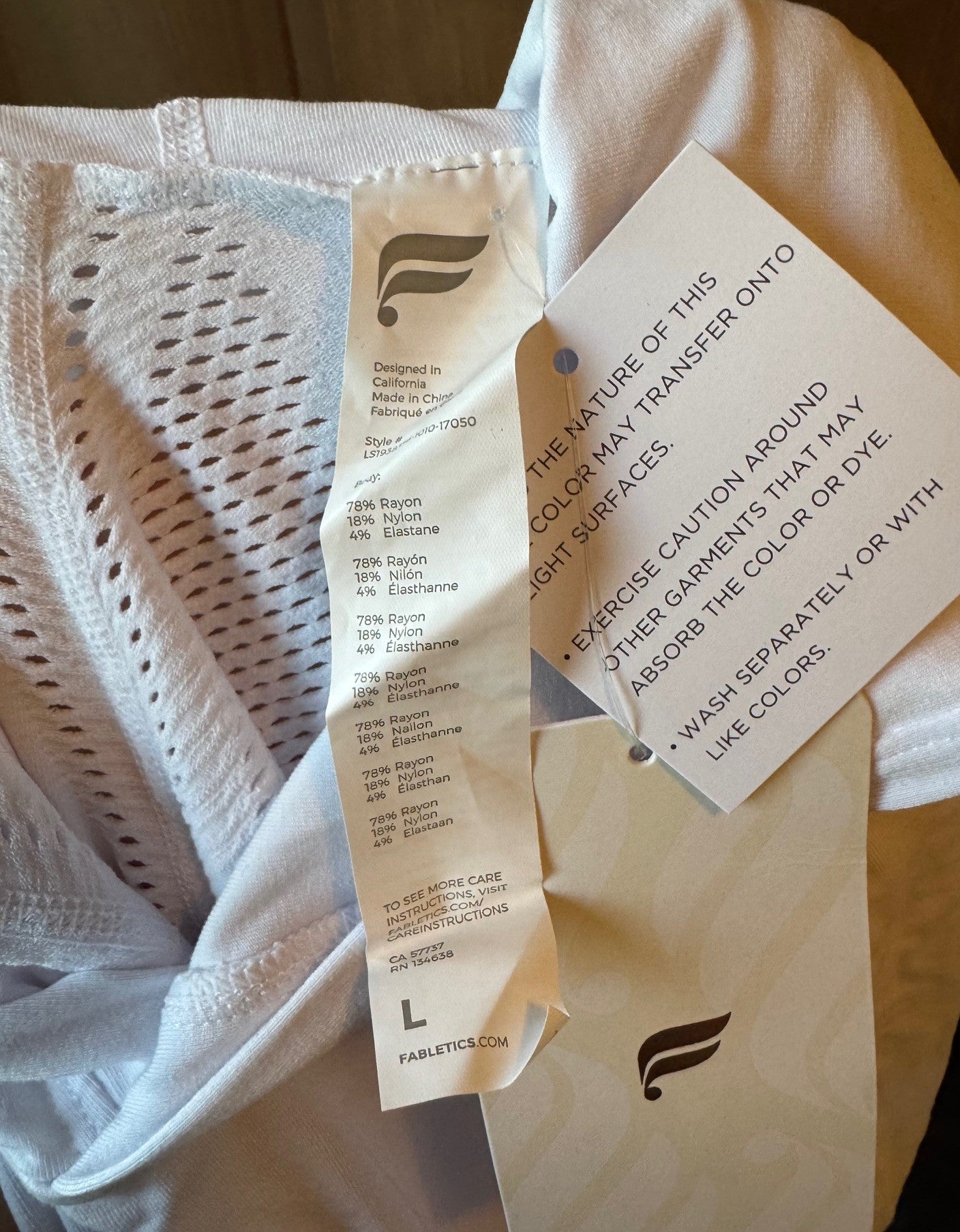 Seller #126 - Fabletics Large White Athletic Sweatshirt with Mesh Back - New with Tags - REDUCED
