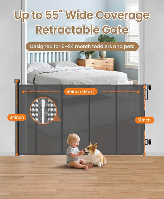 Seller 128 - Retractable Baby Gate (up to 55in) - New in Box!
