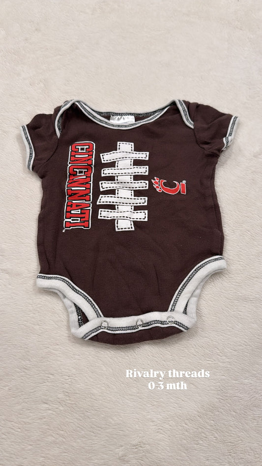 #145 Rivalry threads UC football onesie 0-3 mth