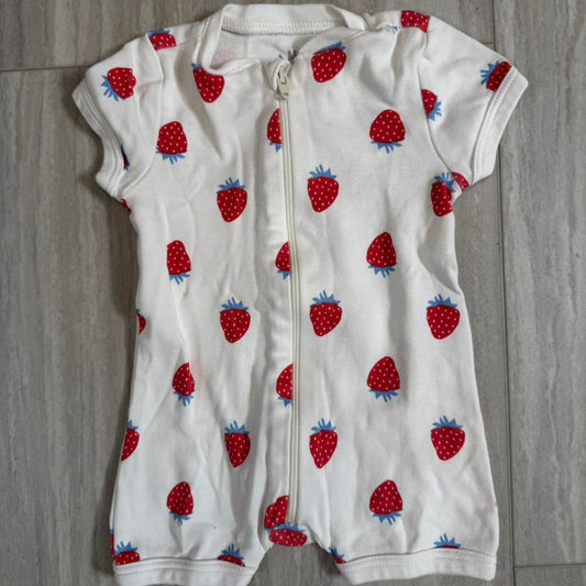 Seller 17: Primary Girls Strawberry Zipper Romper Size: Newborn