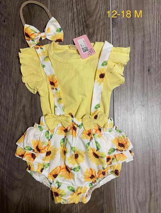 New Baby Girl 12-18 Month Summer Sunflower Outfit