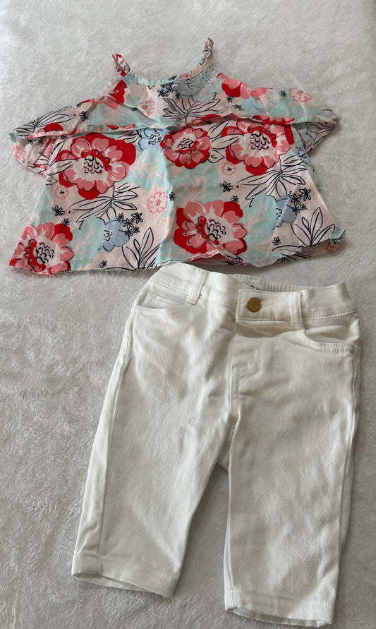 Girls Janie and Jack 12-18 months white denim jeans and tank