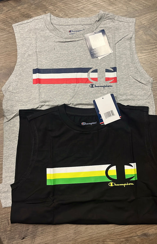 #121 NWT Boy L athletic muscle tops bundle Champion.