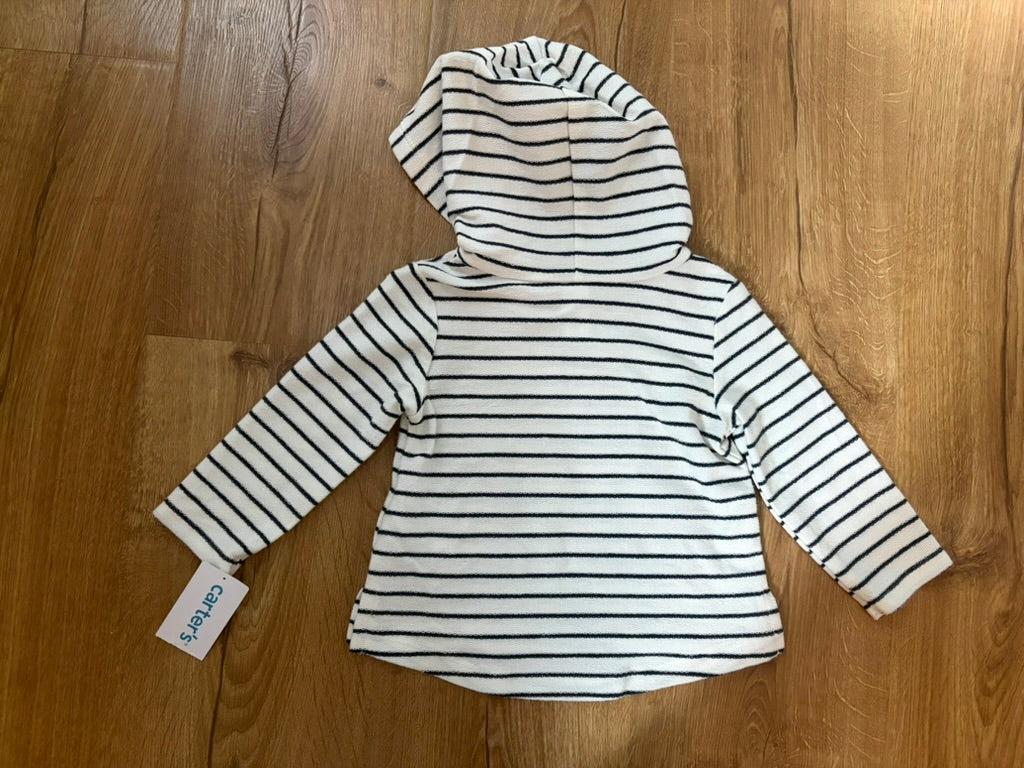 #6 - Carters Girls Striped Hoodie with Red Heart - 12 months (NWT)