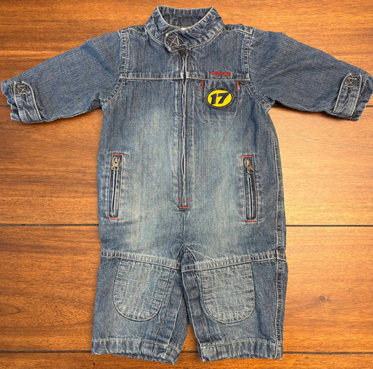 Seller #210 Baby Gap Boys Size 3-6M Medium Wash Denim Lined One Piece Romper