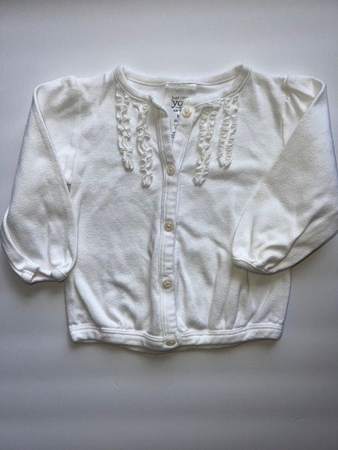 #78 girls Just one you 6-9 months white cardigan with ruffles