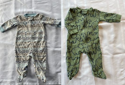 #29  6 mo Boys Carters footed rompers set of 2 EUC