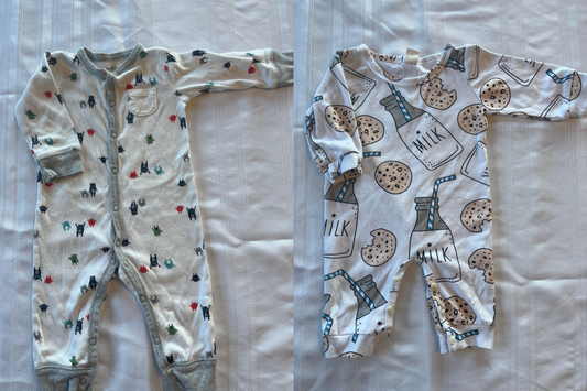 #29 6 mo.   Boys romper set of 2 EUC