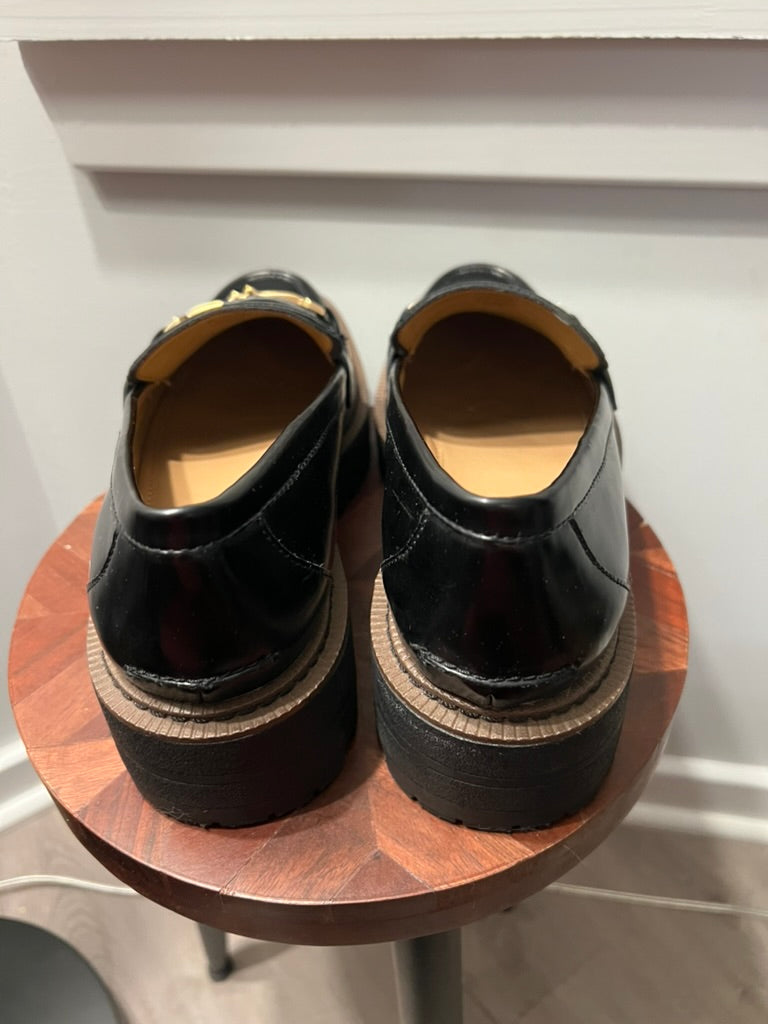 Seller #76 - Sam Edelman Laurs Platform Chunky Lug Heel Gold Loafer Black Size 9 Womens