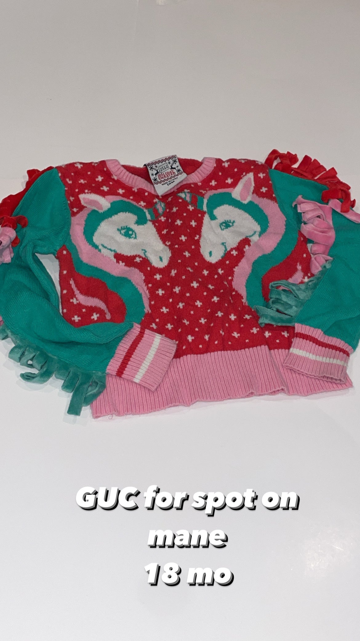 90b 18 mo ugly christmas sweater with unicorns