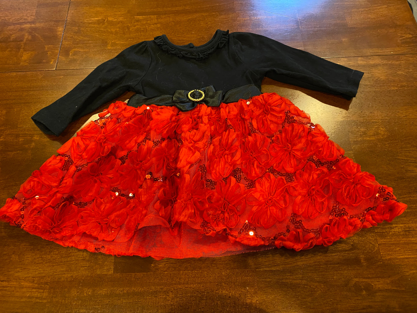 77A Girl's Nannette Baby 6-9mo Red/Black Dress