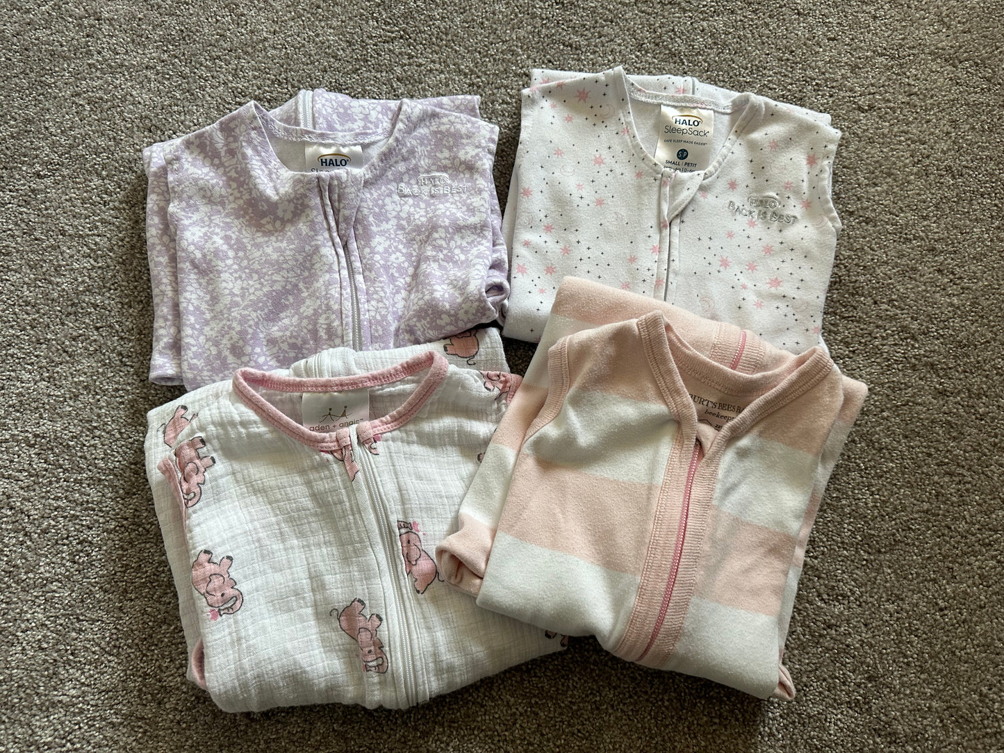 Multi-brand | sleep sack bundle (4) | girl | pink & purple | 0-6 months | PPU Anderson